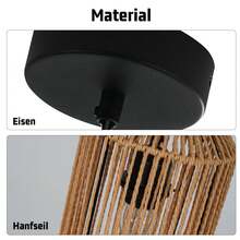 Lámpara de araña vintage de mesa - Φ16 Lámpara de araña vintage de estilo bohemio de una sola luz para comedor, diseño de ratán con casquillo E27, apta para comedor, dormitorio, sala de estar, pasillo, cocina/Sin fuente de luz