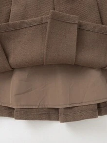 Balabala Girls' Autumn/Winter Pleated Mini Skirt, Versatile & Fashionable Teenage Outfit - Brown Tone - View 7