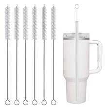 Lot de 6/10 brosses de nettoyage réutilisables pour pailles, en acier inoxydable de 10 mm de diamètre, compatibles avec les gobelets Stanley de 59, 89 et 113 cl, adaptées aux bouteilles d'eau et aux pailles.