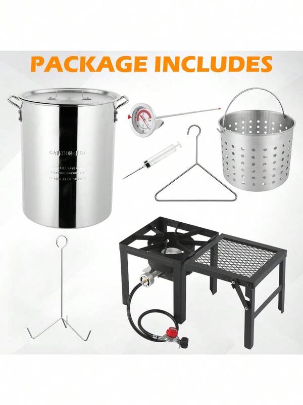 2/4 PCS 30QT Deep 54,000BTU Turkey Fryer Outdoor Gas Propane Pot Burner Cooker