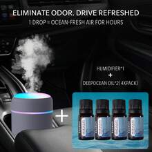 DOVVEE Mini Car Humidifier + 4X DeepOcean™ Oils | Extended Freshness Bundle For Smoke Removal – Breathe Clean With Powerful Ocean Mist (Dark Grey Humidifier*1+ DeepOcean Oil*4 - Màu xanh lam - Xem 11