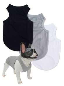 LUCKIE LABO 3 cái/bộ Đen , Trắng Và Màu xám Polyester Màu thuần Áo vest Cái đó , , Là Cách nhiệt Và Thoáng khí , Thích hợp Đối với Trong nhà Và Ngoài trời Sử dụng Mèo Và Chó - Đen và trắng - Xem 10