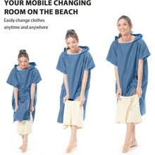 para Natacion Secado, Poncho de Surf con apucha Microfibra, Toalla para Natacion 110 X90cm Poncho Toalla Cambiarse para Mujeres y Hombre, Playa Surf y Natacin A - C - Ver 4