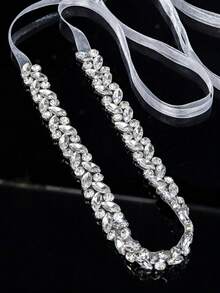 1pc Rhinestone Luxurious Wedding Dress Sash, Handmade Ladies Fashion Waist Belt Valentine's Day Accessories