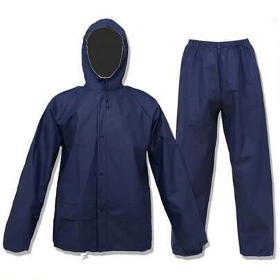 Ultra-Lite Rain Suit For Men & Women - Waterproof Rainwear Coat & Pants Set For Outdoor Work, Fishing, Hiking - Durable Protective Rain Gear, Navy(Lightweight)