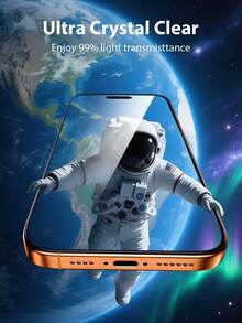 2片装钢化玻璃屏幕保护膜，兼容 17、17 Pro、17 Pro Max、17 Air、16、16 Plus、16 Pro、16 Pro Max、15、14、13、12、11 Pro Max、X、XS、XR、Mini、7、8、14 Plus，也兼容14、15 Pro Max - 無色 - 查看 6