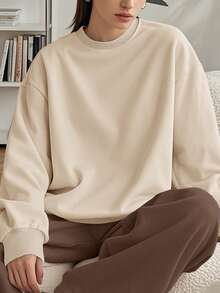 Damen Oversize Rundhalsausschnitt Langarm Sweatshirt für Herbst und Winter