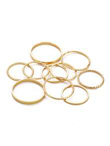 10 chiếc nhẫn kim loại tối giản nhiều màu sắc dành cho nữ, nhẫn đốt ngón tay có thể xếp chồng lên nhau - Vàng - Xem 5