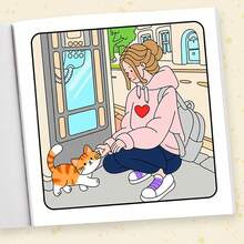 1 Stück (21cm*21cm) Neues Malbuch für Erwachsene, dickeres Papier ist deckend, mit klaren Linien und einfach zum Ausmalen, geeignet für Treffen mit besten Freunden, Musterszene von zwei Mädchen-Besten-Freundinnen, die um die Welt reisen "BETIES VACAY" Malbuch zum Selbstausmalen, um das Denken zu entwickeln, Herbst, Schreibwaren, Schulmaterial, Zeichnen & Malen, Weihnachten