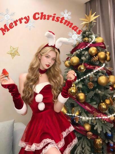 クリスマス戦士 セクシーな誘惑者 フード付きマント ドレス レッド ボディコンドレス コスチューム 1セット、仮面舞踏会、バーパーティー、クラブウェアに適しています