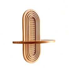 1pc Arched Bohemian Floating Shelf – Natural Wood & Woven Rattan Back, Easy Hanging, For Living Room/Bedroom/Bathroom (Displays Plants/Photos,  Home Decor Shelf) - 卡其色 - 查看 4