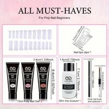 Poly Nail Gel Kit Starter Kit With  3pcs Coscelia Poly Extension Gel For Beginners Clear Pink White Nail Art Quick Building Gel Manicure Kits Gift For Women DIY At Home, DUOLINGDAI - Multicolor - View 2