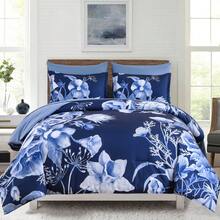 7 Pieces Purple Floral Comforter Sets Full Queen King Bed In A Bag,Elegant Flower Comforter With Sheet Set, Soft Microfiber Bedding Set For Wedding Items,Valentines Day Home Bed Room Decor,Mothers Day Gift,All Season - 藏蓝色 - 查看 10
