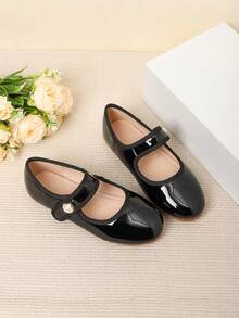 Giày đế bằng thời trang Hàn Quốc cho bé gái, mùa thu/đông - màu đen - Xem 2