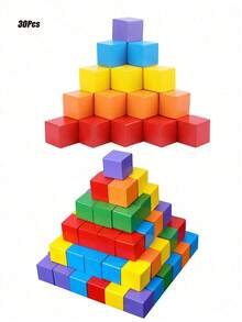 30/50/100Pcs Random Color Wooden Blocks 0.79 Inches, Colored Wood Particles, Cube Blocks Stacked Square Wooden Toys, Color Recognition Math Cube Teaching AIDS, Montessori Early Instruction AIDS, Square Pine Blocks DIY Geometric Table Office Stress Relief Games, Fidget Toys (Some Parts May Be Random) Room Decoration, Birthday Gift/Halloween Gift/Christmas Gift - Multicolor - View 11