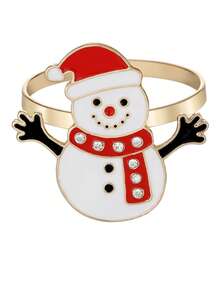 1/6pcs Creative Christmas Series Napkin Rings, Hotel Tableware Snowman & Christmas Tree Napkin Rings Decorations - Multicolor - View 18