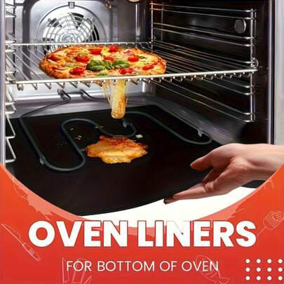 Oven Liners For Bottom Of Oven - 4 Pack Large Heavy Duty Mats, 17"X25" Non-Stick Reusable Liner For Electric, Gas, Toaster Ovens, Grills - Kitchen Accessory To Keep Oven Clean (Black)