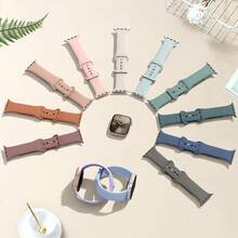 Patenting Sport Silicone Bands Compatible With Apple Watch Band 38mm 40mm 41mm 42mm 44mm 45mm 46mm 49mm For Women MenSoft Sport Replacement Strap For  Bands Series SE 10 9 8 7 6 5 4 3 2 1 Ultra# FDDSF2025 - Trà sữa - Xem 5