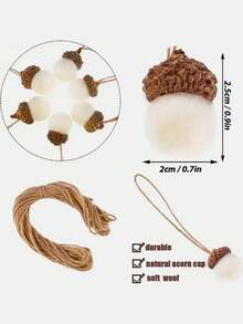 10个白色羊毛毡仿橡子挂饰，创意球形多用途装饰品，适用于节日派对、圣诞树顶饰、圣诞装饰、家居圣诞礼物、圣诞装饰品 - 彩色 - 查看 5