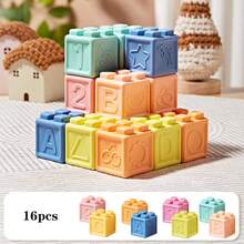 Blocchi per bambini, blocchi per bambini piccoli, giocattoli per impilare e costruire per bambini, 8/16/24/32 blocchi morbidi ed educativi - numeri, forme, blocchi per bambini per festa di nascità, colori, animali - One Two Squeeze - 6 mesi +, giocattoli per impilare per bambini da 1 a 3 anni, colore casuale, per la stagione back-to-school, Ognissanti, Natale