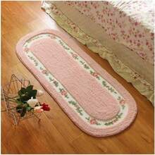 Rose Floral Area Rug - 17.71"X49.21" Super Soft Non-Slip Bath Mat, Absorbent Floral Runner For Bathroom, Bedroom, Kitchen, And Living Room Decor (Pink Or Green) - Màu hồng xinh xắn - Xem 2