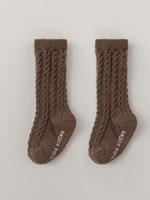 1 Pair Baby Thick Anti-Slip Mid-Calf Socks, Autumn/Winter - Multicolor - View 9