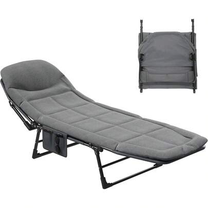 NetHong Foldable Sun Lounger Recliner Adjustable Back Rest Garden Indoor Folding Chair Outdoor Camping Garden Office Equipment UK