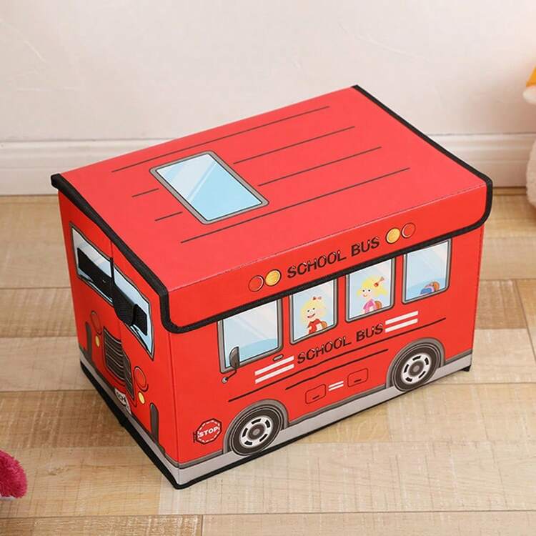 1Pc Cartoon Car Storage Box Kids Room Decorative Basket, Foldable Seasonal Clothes Storage Bin, Portable Organizer For Baby/Children's Room, Office & Home Use - Multicolor - View 15