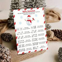 Christmas Draw A Snowman Game, Dice Rolling Game, Winter Family Christmas Game, Holiday Activity For Boys And Girls, Draw A Snowman Game, Holiday Classroom, Set Of 10 Double-Sided Printed Cards
