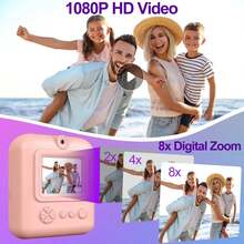 Children's Digital 2.4-Inch LCD Screen, 1300mAh Long-Lasting Battery, Instant Photo Printing And Fun Creative Photo Frame Stickers And Filters - Includes 3 Rolls Of Film, Birthday Party Gift For Boys And Girls, Birthday Party Gift, Easy-To-Use Interface, Ideal Gift For Halloween, Christmas Or Birthdays Instant Printing Camera