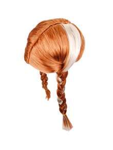 1 pieza Peluca de trenzas dobles de niña morena, adecuada para Navidad, carnaval, fiesta, actuación en el escenario, cosplay - Marrón - Ver 8