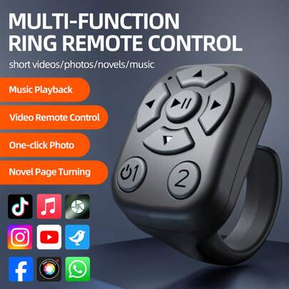 多功能手机指环遥控器，无线演示遥控器，兼容平板电脑、安卓系统，可充电，带翻页功能