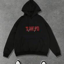 Autumn/Winter Thin Fleece Hoodie - TOKYO Graphic Text Sweatshirt - Youth Long Sleeve Halloween Gift Christmas Gift Birthday Gift Couples Hoodie - 黑色 - 查看 6