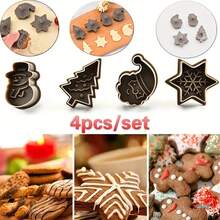 1/4 Set Weihnachtsplätzchen Ausstecher - Schneemann, Schneeflocke, Weihnachtsbaum, Weihnachtsmann Muster Backformen - Geeignet für Feiertags-Backen - langanhaltend, einfach zu verwenden, perfektes traditionelles Backwerkzeug für Zuhause