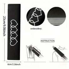 2pcs Car Seat Belt Covers, Embroidered Heart-Shaped Shoulder Guards, Soft Shoulder Pads, Easy To Clean, Perfect For Seat Belts, Travel Bags, Backpacks - Ideal Holiday Gifts And Car Accessories