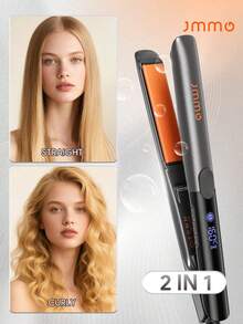 JMMO Hair Straightener And Curler, 8 Adjustable Temp, 360° Airflow Styler With Negative Ion, Fast Straightening, Water-Based Ceramic Coating Makes Hair Shiny, Flat Iron For All Hair Types, Hair Tools-US Plug Graduation Wedding Birthday Holiday Summer Fall Autumn Y2K Fancy Fashion Makeup Cosmetic Party Beach Travel Camping Outdoors School Campus Trip Festivals Decor Gift - Grey - View 2