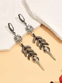 1 Pair Vintage Moon & Evil Eye Drop Punk Earrings, Personalized Gift For Women