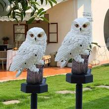 Solar Owl Garden Light - LED Resin Statue, With Matte Metal Finish, Is Very Suitable For Fence, Lawn, Sidewalk And Terrace Decoration, Including Installation Hardware And On/Off Control