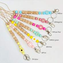 [Custom-Made] 1pc Daisy Handmade Wooden Beads Keychain/Bag Chain Personalized Mother's Day Gift Christmas Gift Girl's Gift Lanyard - Multicolor - View 11