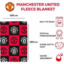 FC Large Checkered Blanket - Super Soft Fleece Throw - Red Devils, 150cm X 100cm - 1 - View 3