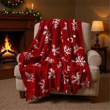 Cobertor de Floco de Neve/Árvore de Natal, Material de Flanela Vermelha, Cobertor Quente para Casa, Cobertor Confortável, Cobertor de Sofá, Cobertor para Dormir, Cobertor para Ar-Condicionado. Objeto Preguiçoso, Festa de Primavera, Outono e Inverno. Presentes de Natal, Enviar para Amigos, Família, Colegas, Vizinhos. Atmosfera de Natal. Tecido Felpudo, Fácil de Cuidar, Macio e Quente. (Padrão/Estilo Aleatório, Entrega Aleatória)