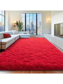 WISH TREE 8x10 Area Rugs For Living Room, Fluffy Shaggy Rug Soft Carpets, Big Rugs For Bedroom Dorm Home Decor Aesthetic Red - 紅色 - 查看 13