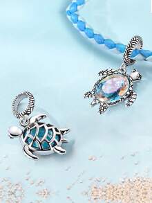 1 Pieces Original 925 Sterling Silver Charms Beads For Women Transparent Sea Turtle Shine Cubic Zirconia Pendants Fits Original Bracelet DIY Making Daily Party Shopping