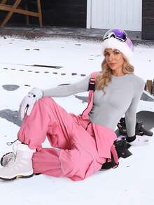 ATTRACO 女士无缝圆领长袖滑雪服，保暖滑雪连体衣，适合滑雪、瑜伽、冬季穿着 - 灰色 - 查看 6