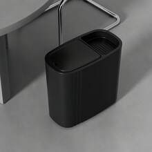 12-Liter Stylish Black Trash Can (One-Touch Push-Button Lid) Features A One-Touch (Push-Button) Lid, Silent Closing, And Odor-Proof Sealing Design. Constructed From Durable Plastic With A Sturdy Build, It Is Powder-Coated For Easy Cleaning And Maintenance. Its Space-Saving Elliptical Design Combines Modern Aesthetics, Making It Suitable For Homes, Bedrooms, Kitchens, Bathrooms, Laundry Rooms, Children's Rooms, Dormitories, Offices, And Commercial Spaces. This Compact Trash Can Serves As Both A Practical Waste Management Solution And A Decorative Office Supply - màu đen - Xem 10