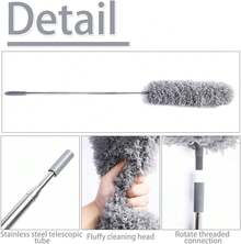 Hershii - Plumero de microfibra con barra de extensión herramienta de limpieza para el hogar con cabeza flexible y largo para ventilador de techo alto, pared, muebles, persianas, coche, longitud - Cabezal de repuesto pequeño+1 - Ver 5