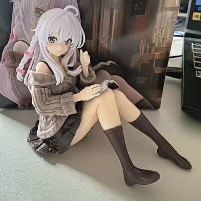 1pc Erina From Witch's Journey Figurine, Anime Cute Girl Reading Book Sitting Pose Knitted Dress Decor, Durable Material, Dynamic Styling, Suitable For Office Desk, Anime Collectibles, Home Study Display, Ideal For Anime Fans, Figurine Collectors, Anime Merchandise Enthusiasts