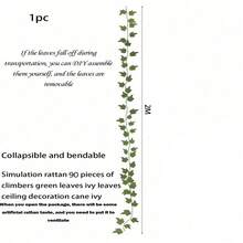 1/5pcs 90 Pieces Artificial Ivy Leaves Vine, Detachable Leaves, UV-Resistant Plastic Plants For Decoration In Living Room, Kitchen, Balcony, Garden, Bedroom, Farmhouse - Green - View 3