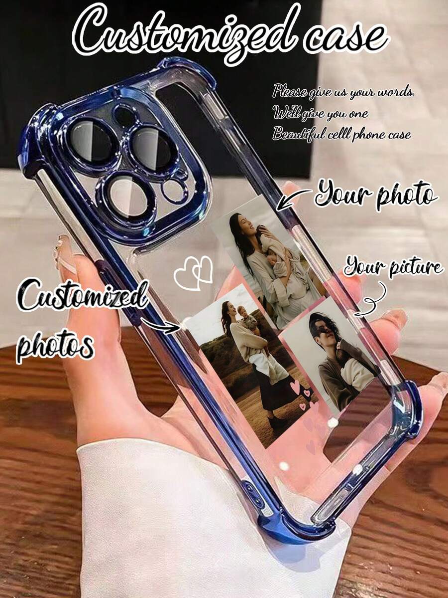 1pc Customized Family Portrait Design/Love Element Collage/High-Definition UV Printing/Electroplated Corner Anti-Fall Black Lens Protection Phone Case, Meets Customer's Personalized Needs! Compatible With Apple 17Air, 1promax, 11/12/13/14/15/16/PROMAX, /A13/A14/A15/A53/A55/A54/A55/S23/S23ultra/S24ultra/S24/Sam, Galaxy, Can Be Used As A Gift For Anniversaries, Holidays, And Daily Use