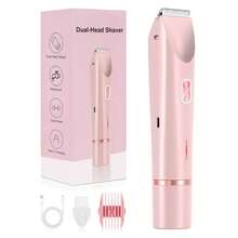 Low Allergy Bikini Trimmer For Women Double Headed Intimate Electric Shaver No Irritation Wet Dry Body Hair Removal - Pink - View 8